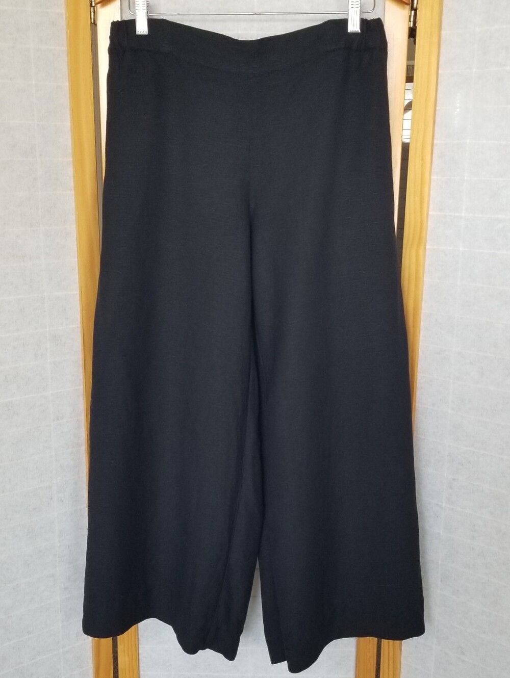 Loft Beach Wide Leg Linen Pants Black Size Small with Pockets